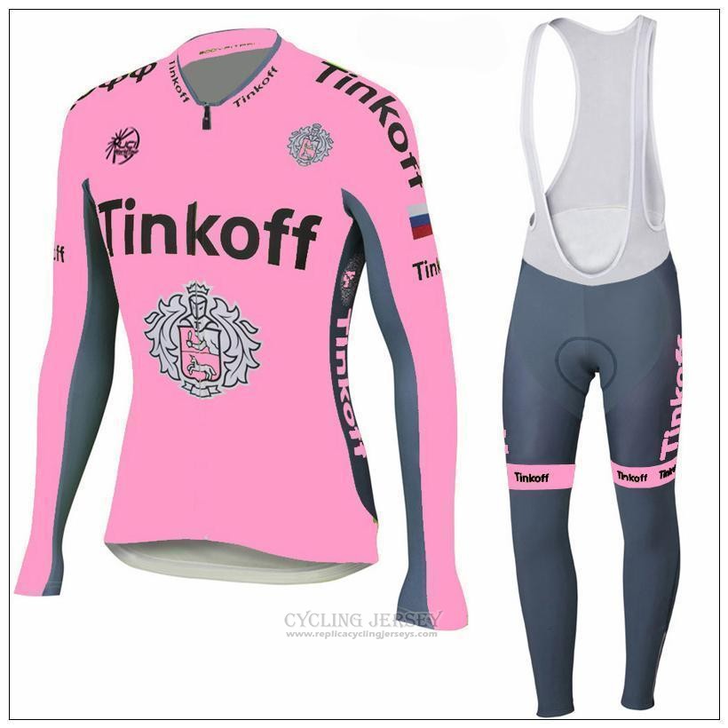 2018 Cycling Jersey Tinkoff Pink Long Sleeve and Bib Tight